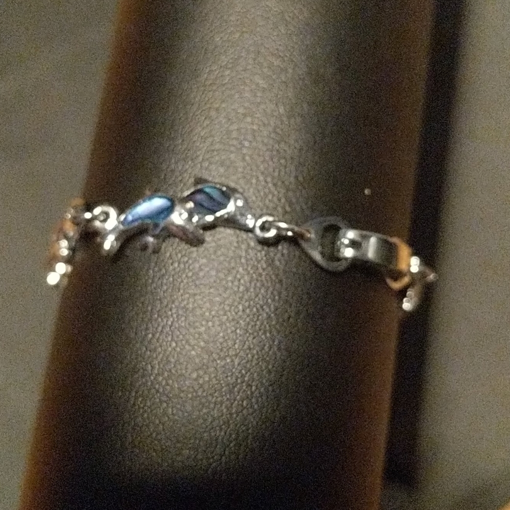 Y2K rainbow jeweled dolphins bracelet - Picture 2 of 2
